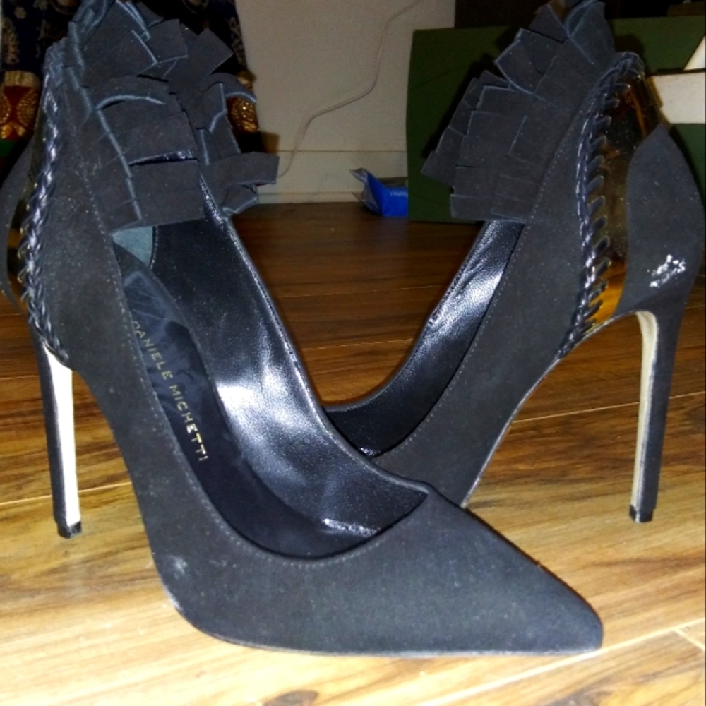 Italian designer Daniele Miichetti Stiletto fringe patent leather  gold strip